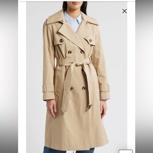 London Fog Women's Black Double-Breasted Belted Trench Coat - Large